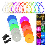 Fita Neon Led 5m Flexível Siliconada 12v fonte bivolt Luz Branco quente 12v