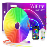 Fita Neon Leds 5m Rgb Wifi Ip68 Flexível Compatível Alexa