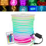 Fita Ry Neon Led 10m Flexível Fonte E Controle Rgb 110v 220v 220v