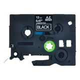 Fita Tz 335 Compatível P Rotulador Brother 12mm Branco Preto Cor Letra Branca Fita Branca