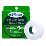 Fita Veda Rosca Amanco 18mm X 50 Metros Teflon Cor Branco