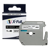 Fita X full Compatível Para Rotulador Brother M k221 9mm X8m Cor Fundo Branco Letra Preta