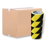 Fita Zebrada Preta amarela 7cm X 200mt Plastcor Caixa C 40