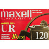 Fitas K7 Maxell Ur 120 Lacradas 10 Unidades