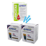 Fitas tiras Reagentes G tech Free 100 Unidades 100 Lancetas