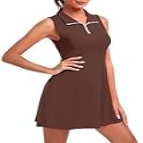 FKEEP Vestido Feminino De Tênis De Golfe Com Shorts E Bolsos 06 Marrom XGG