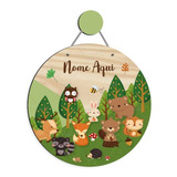 Flamula Enfeite Maternidade Nome Bebê Mdf Animais Bosque