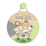 Flamula Enfeite Maternidade Nome Bebê Mdf Animais Safari