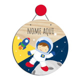 Flamula Enfeite Maternidade Nome Bebê Mdf Astronauta Espaço