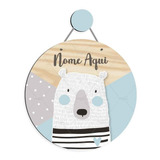 Flamula Enfeite Maternidade Nome Bebê Mdf Urso