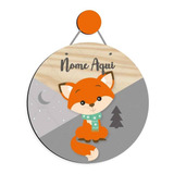 Flamula Enfeite Maternidade Nome Bebe Menino Mdf Raposa