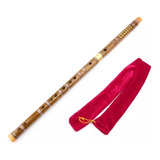 Flauta Chinesa Dizi Transversal Bambu 2 Partes C Dó Cor Verniz