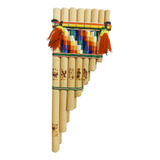 Flauta Pan Dupla Notas Peruana De Bambú Natural De Sopro Sol