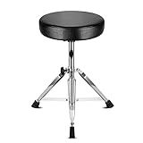Flexzion Drummer Throne Assento De Bateria Acolchoado Altura Ajustável Banco De Música Cadeira De Bateria Superior Redonda Resistente Dupla Suporte Dobrável Base De Tripé Antiderrapante Pés De Borracha Para Bateria Baterista Músico
