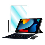 Flip + Teclado Abnt2 + Mouse + Pel. Para iPad 7 8 9 10.2 Pol