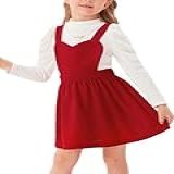 Floerns Camiseta Infantil De Manga Comprida E Vestido De 2 Peças Vermelho E Branco 6 Anos