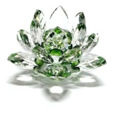 Flor De Lótus Cristal Verde 10 Cm 