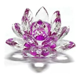 Flor De Lótus Lilás 10 Cm Em Cristal De Vidro