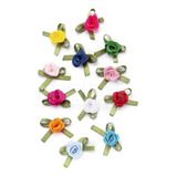 Flor De Tecido Rosa Laço cia Rococo C Laço 10mm 1005 Mix Kit Com 12 Unidades