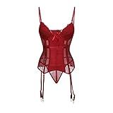 Flor Para Mulheres Cinta Liga De Renda Sexy Vintage Gótica Lingerie Roupa íntima Roupa íntima Roupa íntima Modeladora Para O Corpo Feminino 2024 F 937 Vermelho 4X Large