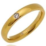 FLORA ANEL AÇO INOXIDÁVEL PVD FINO 1 PEDRA -DOURADO- 22-