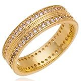 FLORA ANEL FOLHEADO A OURO 18K 2 FILEIRAS ZIRCÔNIA CRAVEJADA -DOURADO- 25-