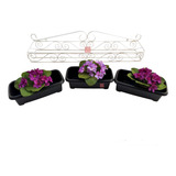 Floreira Externa Suporte De Ferro 80cm 3 Vaso Plástico