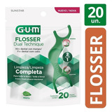 Flosser Fio Dental Haste Dual Technique 2 Em 1 Gum 20 Unid
