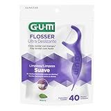 Flosser GUM Ultra Deslizante- Fio Dental Com Haste- Sabor Menta- 40 Unid-- Gum- Roxo