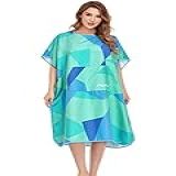 FLYILY Toalha Para Troca De Praia Poncho De Surfe Roupão Com Capuz Mangas Ajustáveis Surfe Natação Banho Greengeometria G