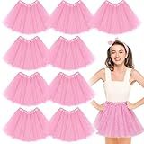Foaincore 9 Peças Saia Tutu Feminina Adulto 4 Camadas Tule Estrelas Lantejoulas Bailarina Dança Saia De Lantejoulas Rosa Tamanho Único