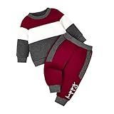FOCICI Roupas De Bebê Menino Infantil Outono Manga Longa Roupas De Inverno Moletom Calças Conjunto 2 Peças Vermelho Escuro 2 3 Anos
