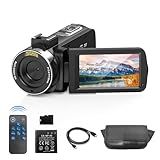 Focusify Câmera De Vídeo- Filmadora UHD De 2-7 K 48 MP Com Tela Sensível Ao Toque IPS De 3-0 Polegadas- Rotação De 270-- Gravador De Vlogging Com Zoom Digital De 16x- Inclui Controle Remoto E Cartão