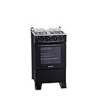 Fogão 4 Bocas Atlas Mônaco Plus Preto Com Acendimento Automático E Mesa Inox