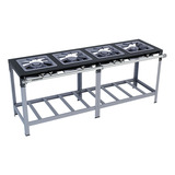 Fogão 40x40cm 4 Bocas 2 Duplas Em Linha M08 Premium Metalmaq