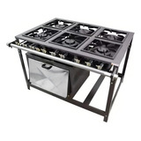 Fogão 6 Bocas Industrial De Piso C Forno Cristal Aço 30x30 Cor Preto Baixa Pressão