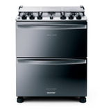 Fogão Brastemp 5 Bocas Duplo Forno Cor Inox Com Botões Remov