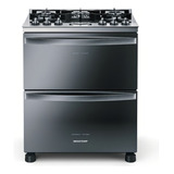 Fogão Brastemp 5 Bocas Duplo Forno Cor Inox Com Mesa De Vidr Tipo De Conexão Gás Engarrafado 110v