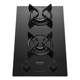 Fogão Cooktop A Gás Dako Supreme 2 Bocas Mesa Vidro Temperado Bivolt Preto