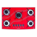 Fogão Cooktop Com Alimentação Gás Safanelli Lines 5 Bocas Cor Vermelho 5 Queimadores