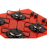 Fogão Cooktop Fornello 4 Bocas Vermelho 110v 220v