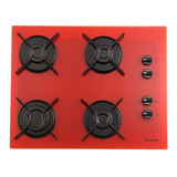 Fogão Cooktop Fornello 4 Bocas Vermelho Mega Chama A Gás