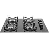 Fogão De Mesa Cooktop 4 Bocas Vidro Preto à Gás SUGGAR FG4004VP