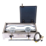 Fogão Fogareiro 1 2 Meia Chapa Caminhoneiro Inox Ladodireito