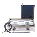 Fogão Fogareiro Meia Chapa Caminhoneiro Inox Estilofer 2boca