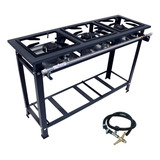 Fogão Industrial 3 Bocas Alta Pressao 30x30 Cor Cinza escuro Tipo De Conexão Gás Engarrafado Botijão Gás Cozinha Tradicional