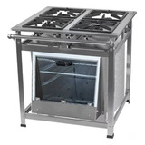 Fogão Industrial 4 Bocas 30x30 Alta Pressão P7 Inox E Forno