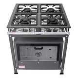 Fogão Industrial 4 Bocas 30x30 P5 Com Forno 92 L Tampa Vidro