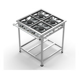 Fogão Industrial 4 Bocas 30x30 Perfil 5 Em Aço Inox