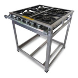 Fogão Industrial 4 Bocas Duplas 30x30 Perfil 7 Em Aço Inox